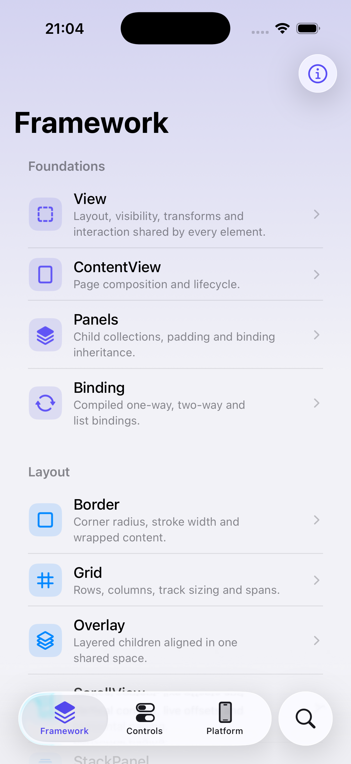 Framework section of the SkeleKit Gallery on iPhone, light appearance