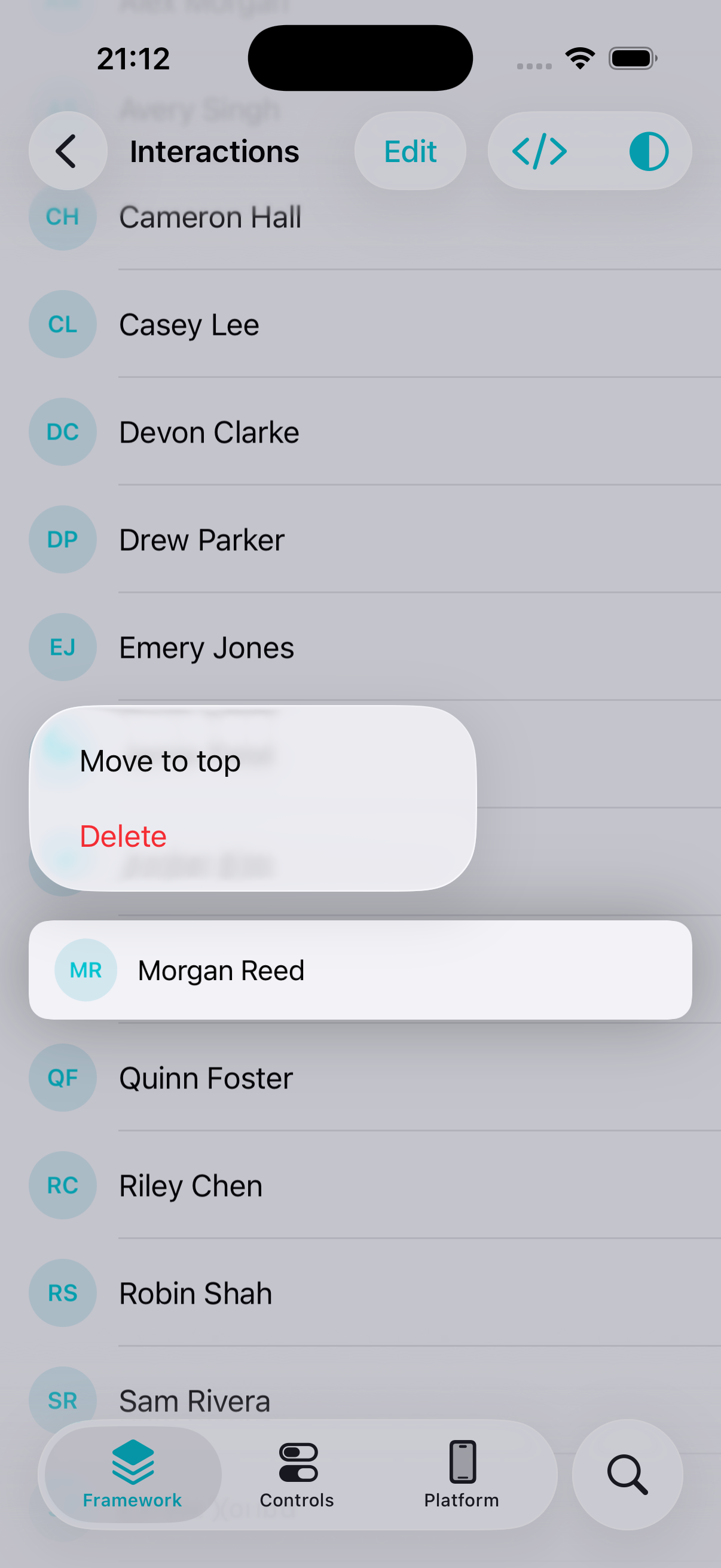 Collection interactions in the SkeleKit Gallery on iPhone, light appearance